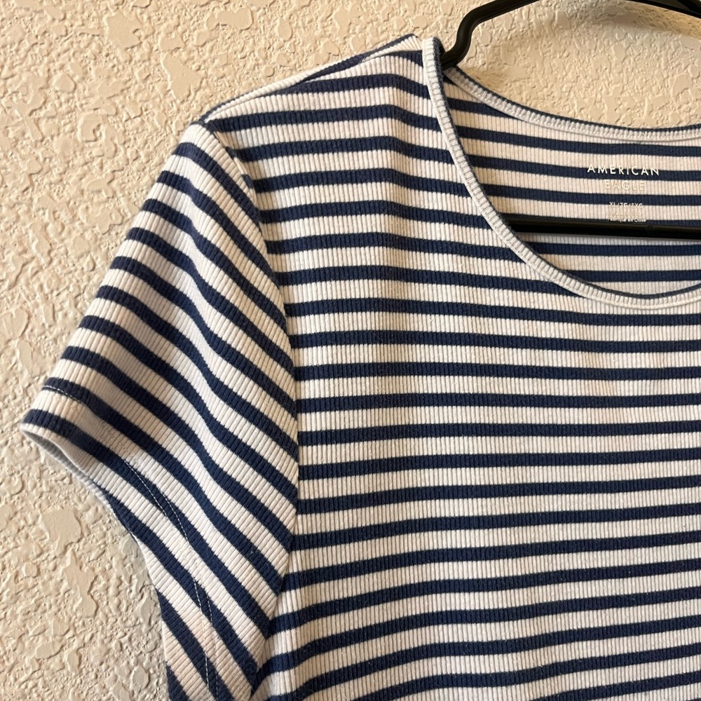 American Eagle Striped Short Sleeve Tee - Navy and White - Picture 2 of 7